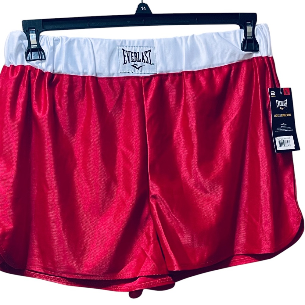 EVERLAST LADIES LOUNGEWEAR SATIN SHORT PANT ELASTIC WAIST RED COLOR SIZE X LARGE